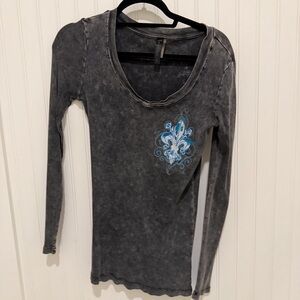 Y2K Grunge Emo Long Sleeve Vneck Small